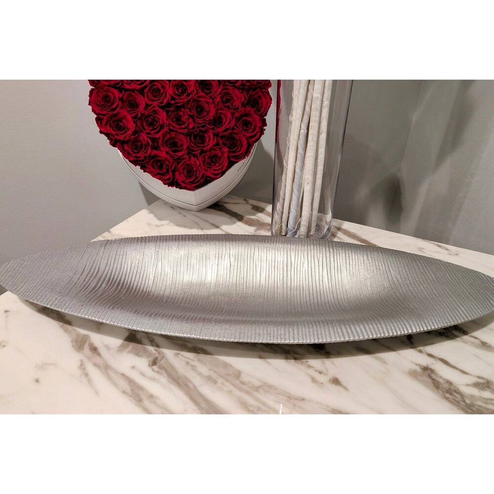 Large Metal Ribbed Decorative Tray